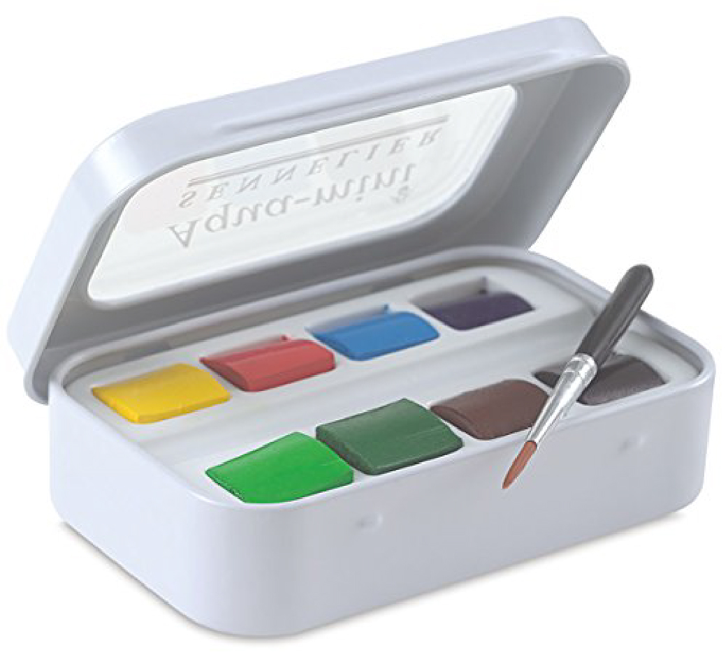 Màu nước Sennelier Aqua Mini (half-pan 8 màu kèm cọ)