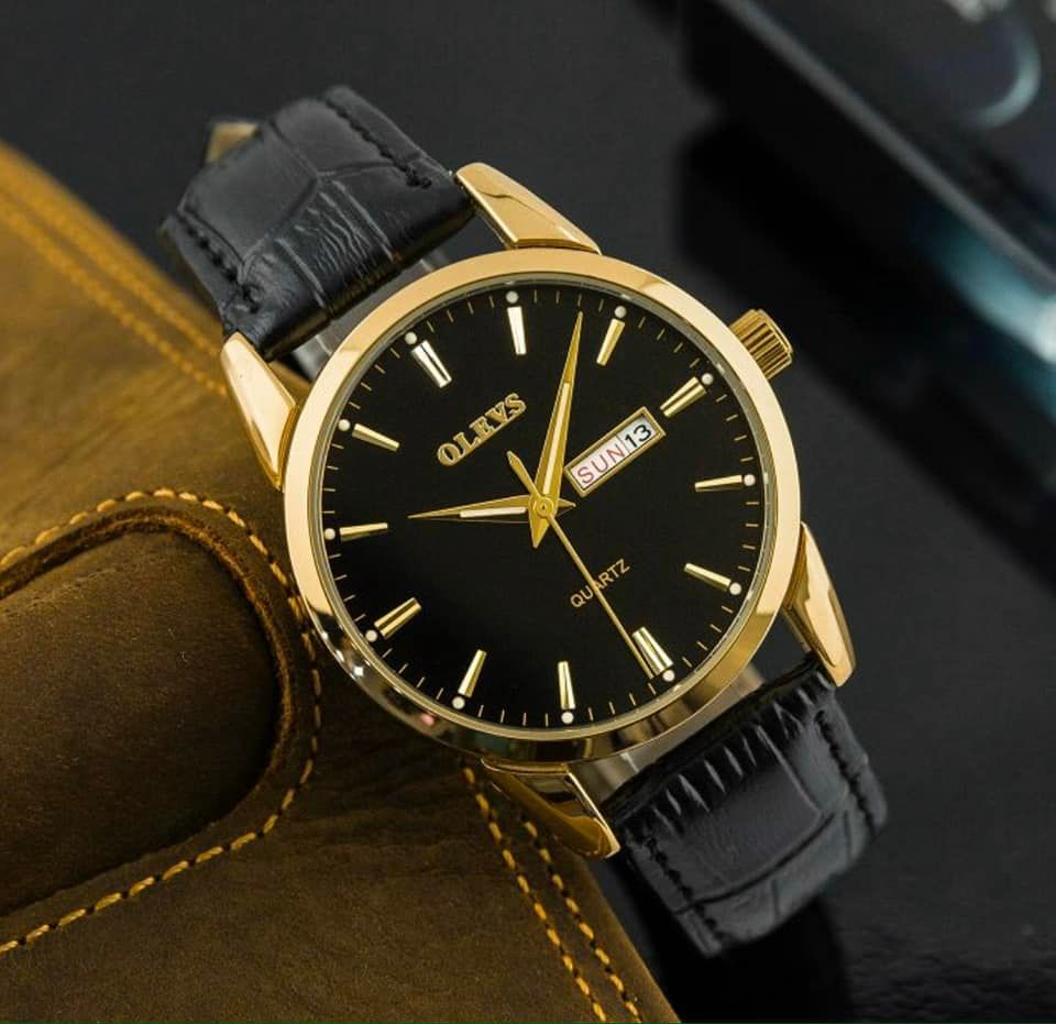 Đồng hồ olevs nam - size 40mm - lịch đôi - máy quartz - dây da.