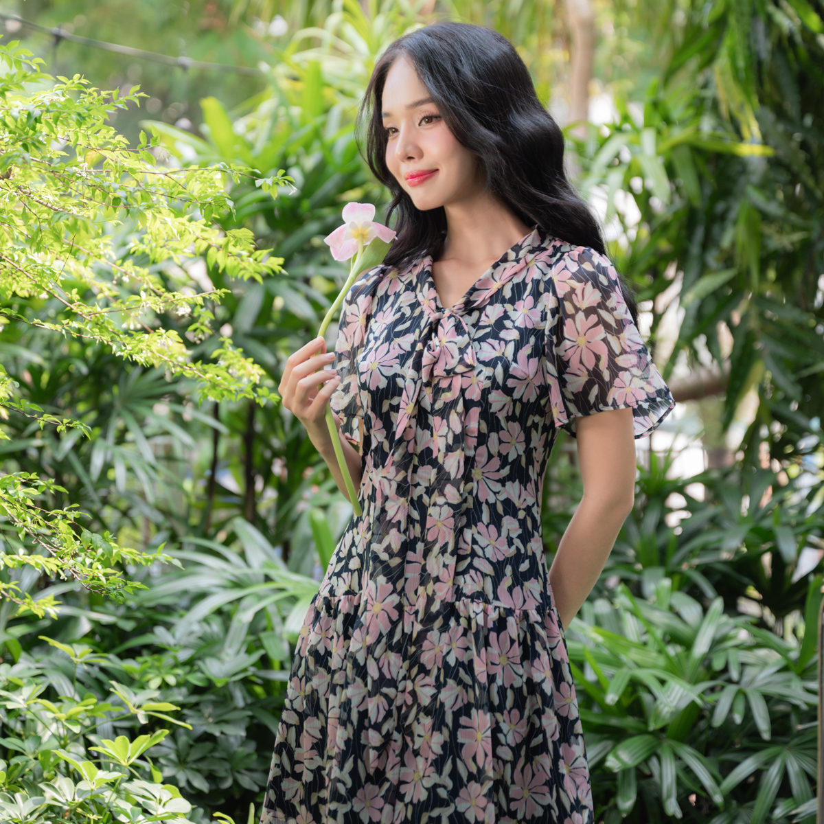 Đầm mini xòe voan nhún Maybi