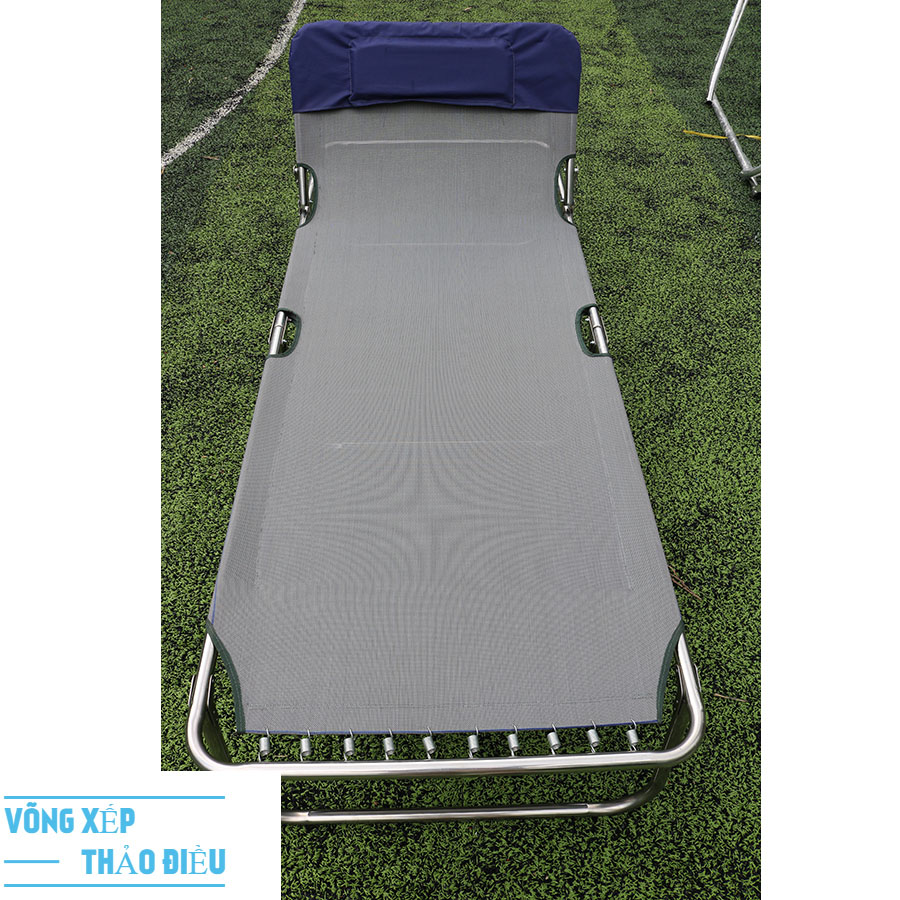 Giường xếp 100% inox lưới thổ cẩm hàng cao cấp - Võng Xếp Thảo Điều