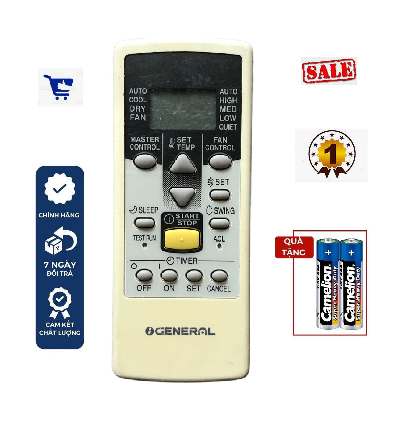 Điều khiển điều hoà General hàng zin chính hãng mới 85-90% - Remote từ xa điều hoà General , mot may lanh General
