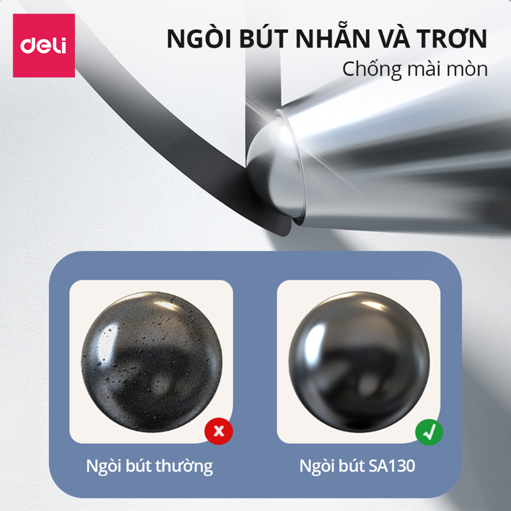 Combo 10 Bút Bi Bấm Mực Gel đen DELI ngòi 0.35mm, Kèm ngòi thay thế, Bút viết mực đen trơn tru, không tắc mực cho học sinh, văn phòng - SA130/A122