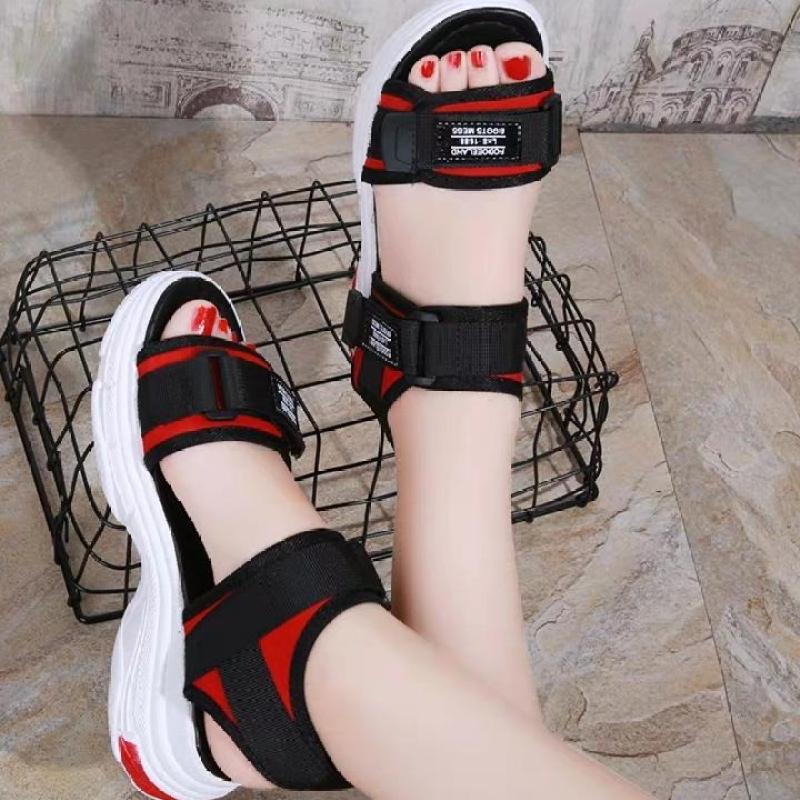 SANDAL NỮ ĐẾ BÁNH MỲ ĐEN ĐỎ giá rẻ