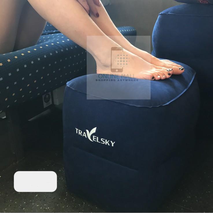 Gác chân văn phòng, trên ô tô, máy bay, trạm dừng chân hơi 2 tầng TravelSky Online Mall (Xám , Xanh dương)