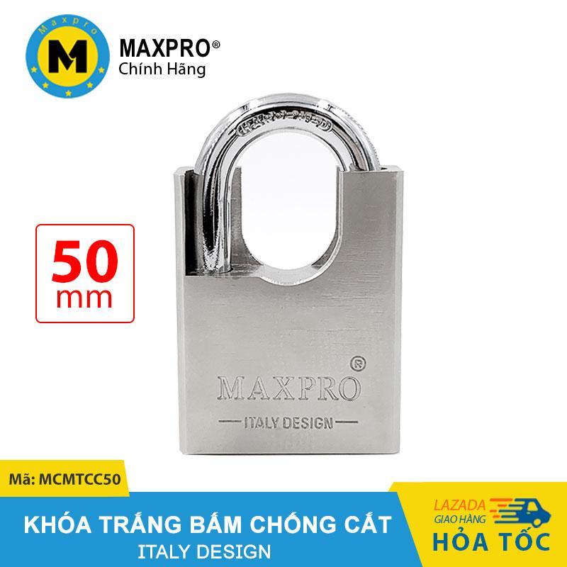 Ổ Khóa Bấm Chống Cắt Chìa Muỗng MAXPRO Trắng 50mm - MCMTCC50