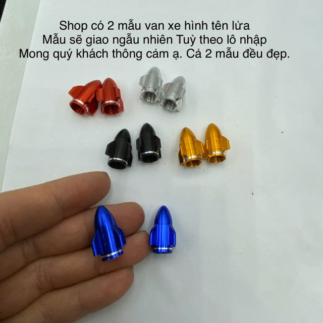 Bộ cặp van vòi hỏa tiễn màu đỏ gắn mọi xe máy ĐỦ MÀU SẮC