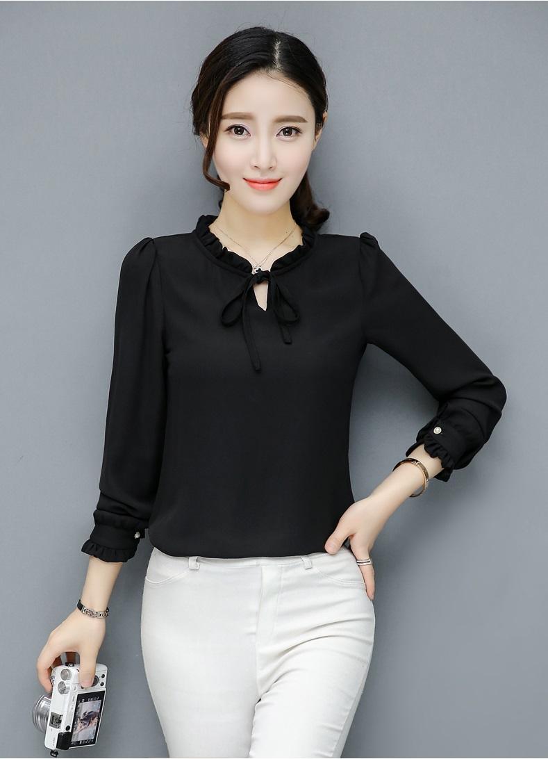 Áo Sơ Mi Nữ Kiểu Cổ Bèo Tay Dài Thắt Nơ