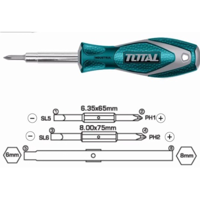 Bộ tua vít 6 đầu Total THT2506076