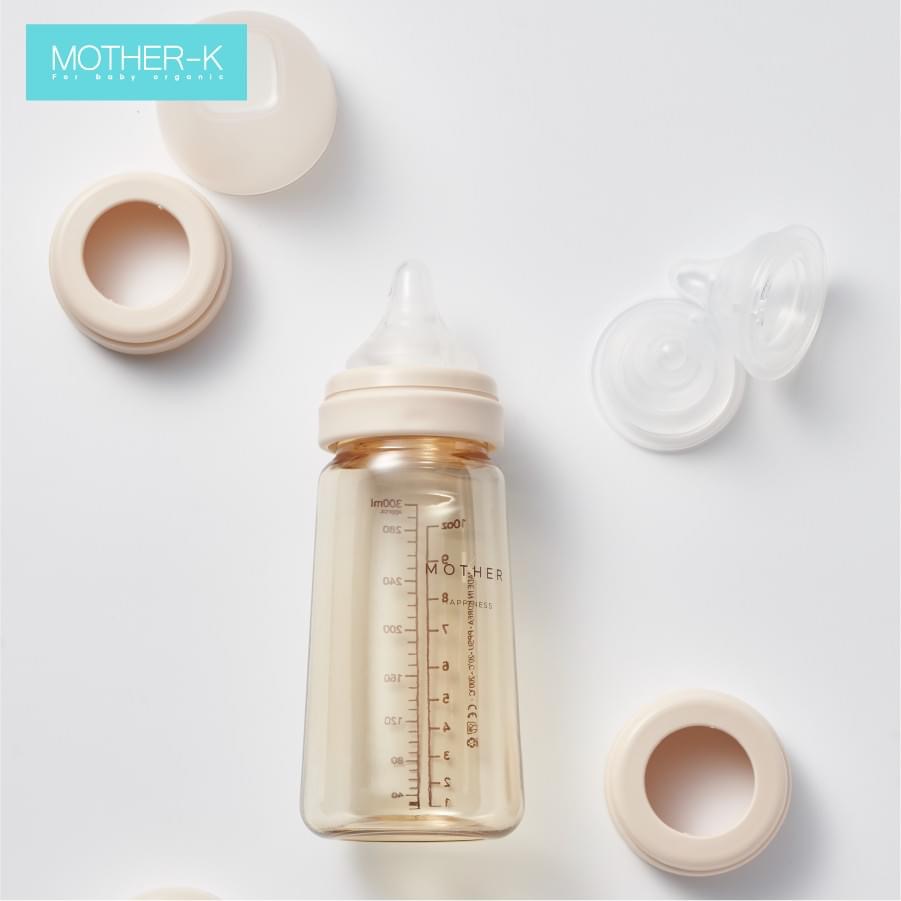 BÌNH SỮA MOTHER K BASIC BẢN 2021 DUNG TÍCH SIZE 300ML, CHẤT LIỆU NHỰA PPSU CAO CẤP AN TOÀN CHO TRẺ SƠ SINH, CAM KẾT HÀNG CHÍNH HÃNG