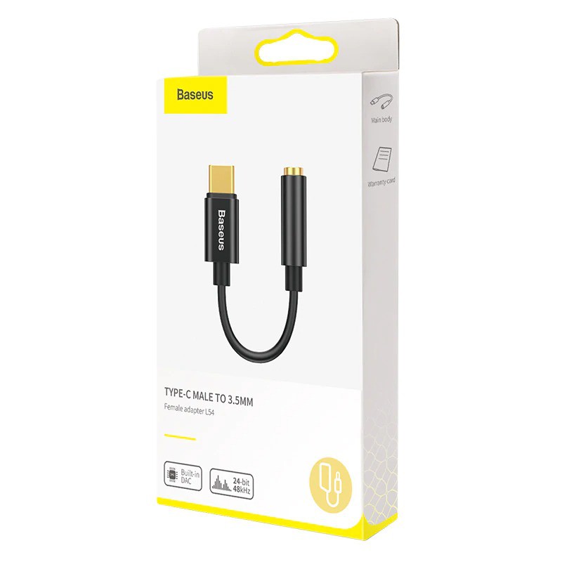 Đầu chuyển Type C sang Audio AUX 3.5mm Baseus L54 (Type-C Male to 3.5mm Female Adapter, built-in DAC, 24-bit/48kHz)