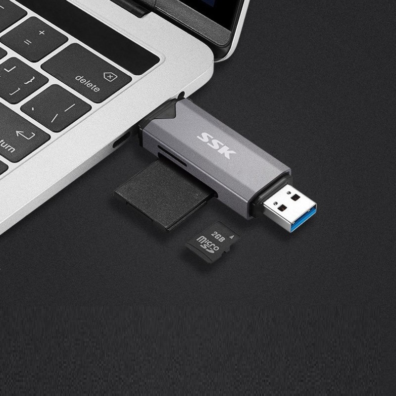 Đầu đọc thẻ nhớ đa năng SSK SCRM390 TypeC & USB 3.0 - đọc thẻ SD/TF Card (Xám) Phụ kiện 1986