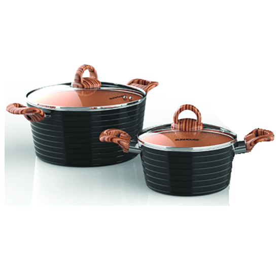 BỘ NỒI 2 18 và 20CM NỒI CERAMIC ĐÁY TỪ SUNHOUSE SHG2003MCA + TẶNG MÓC TAI CÓ ĐÈN