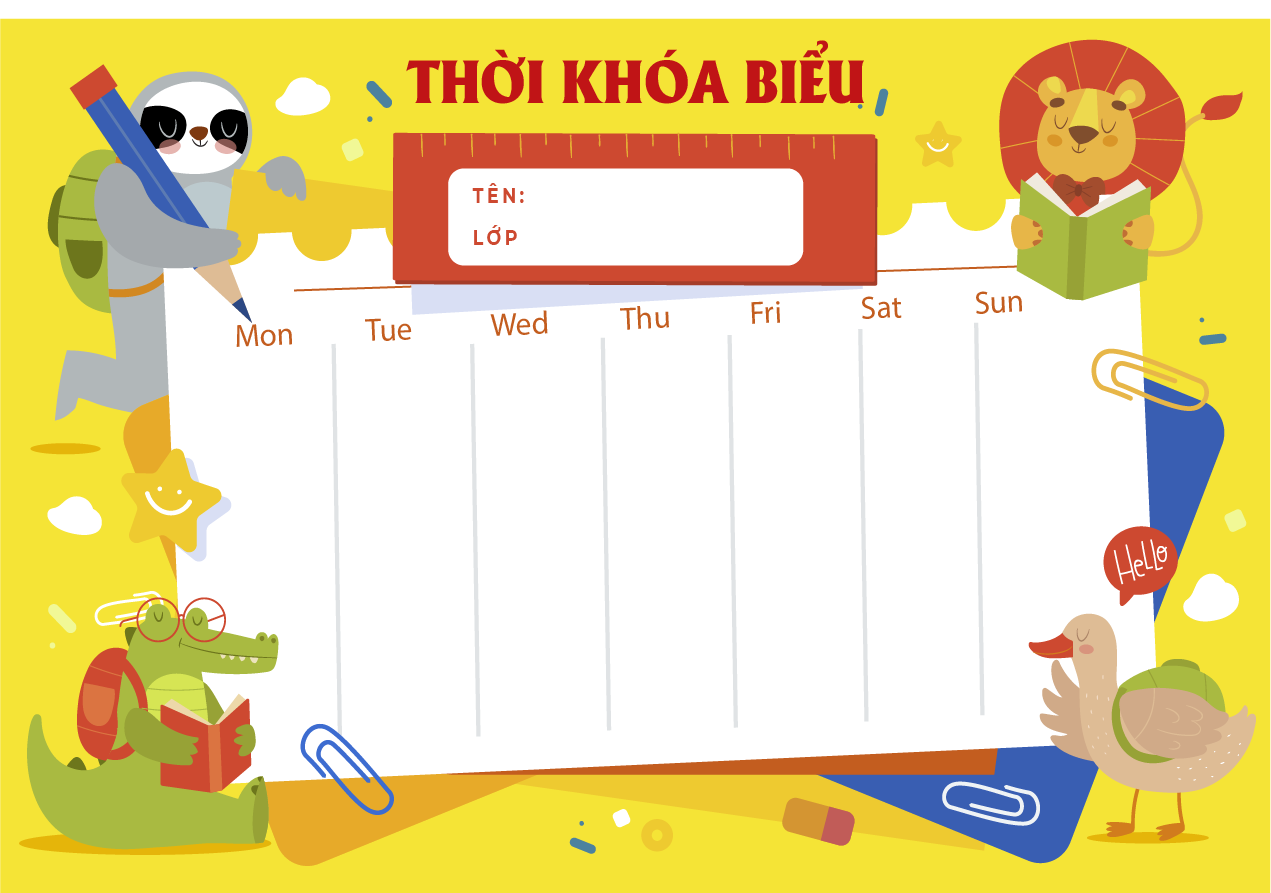 Thời khóa biểu khổ A5 - A4 Decal tự dính (Bóc ra dán dễ dàng)