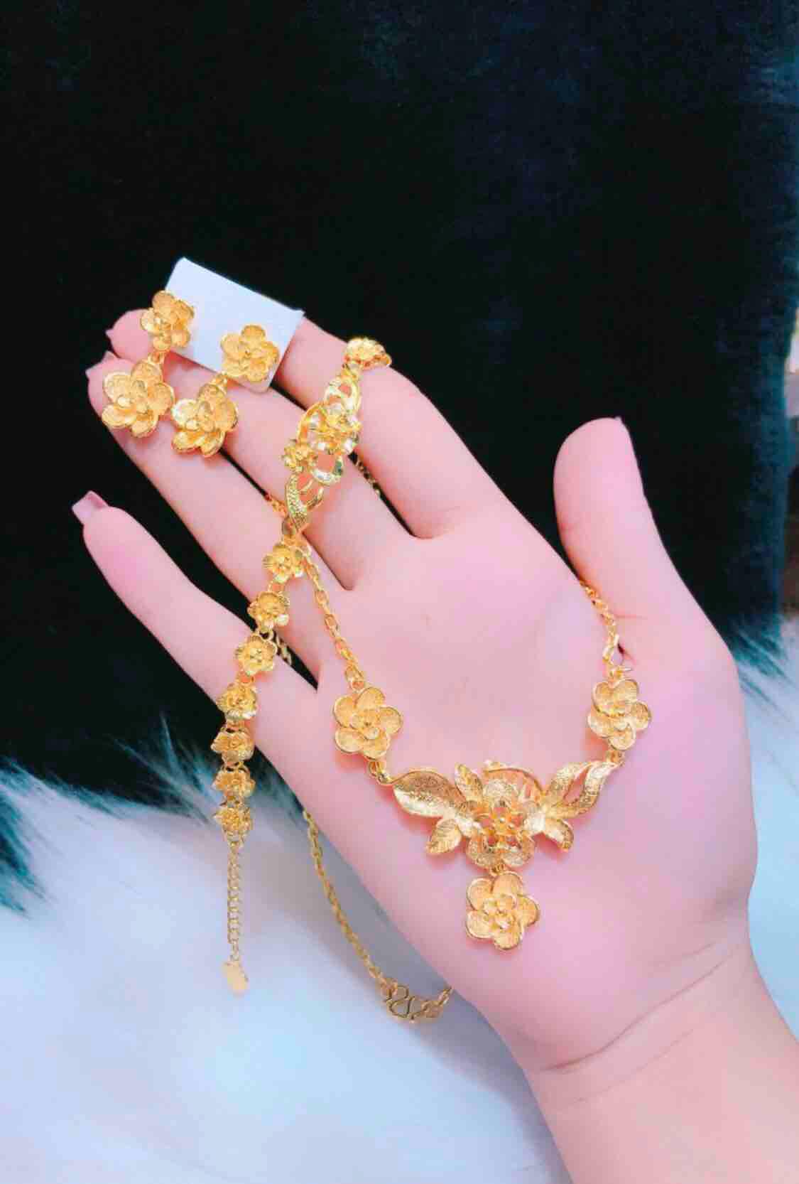 Set bộ trang sức cưới mạ vàng 24k
