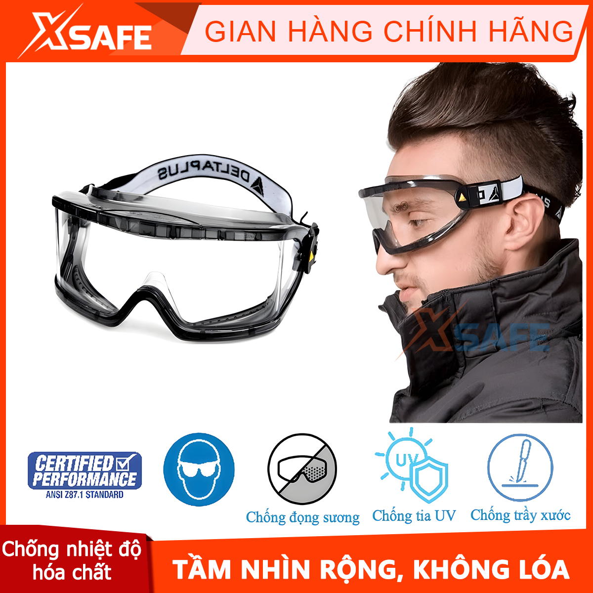 Deltaplus Galeras anti-chemical protection glasses with myopia lenses adjustable dust-proof resist fog only ah4ng