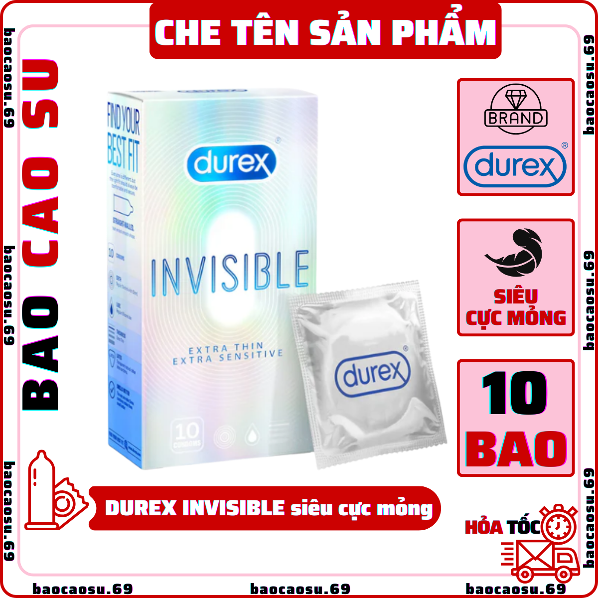 Bao cao su Durex Invisible SIÊU CỰC MỎNG 10 bao