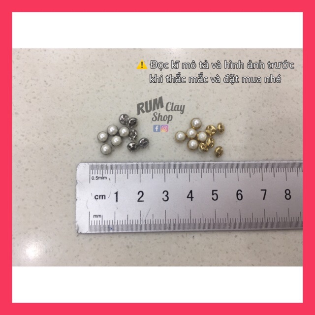 Nút Ngọc Trắng mini 4mm cho Obitsu, Bjd