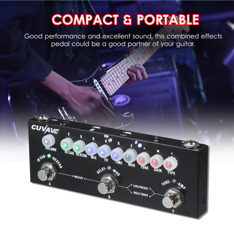 CUVAVE CUBE BABY Portable Multifunctional Electric Guitar Combined Effect Pedal with Wireless Music Playback Phone Recording Audio Interface Function