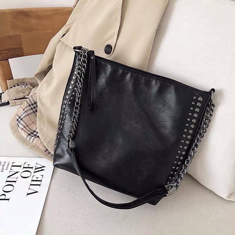 Túi Tote Da Mềm Viền Đinh 3M5