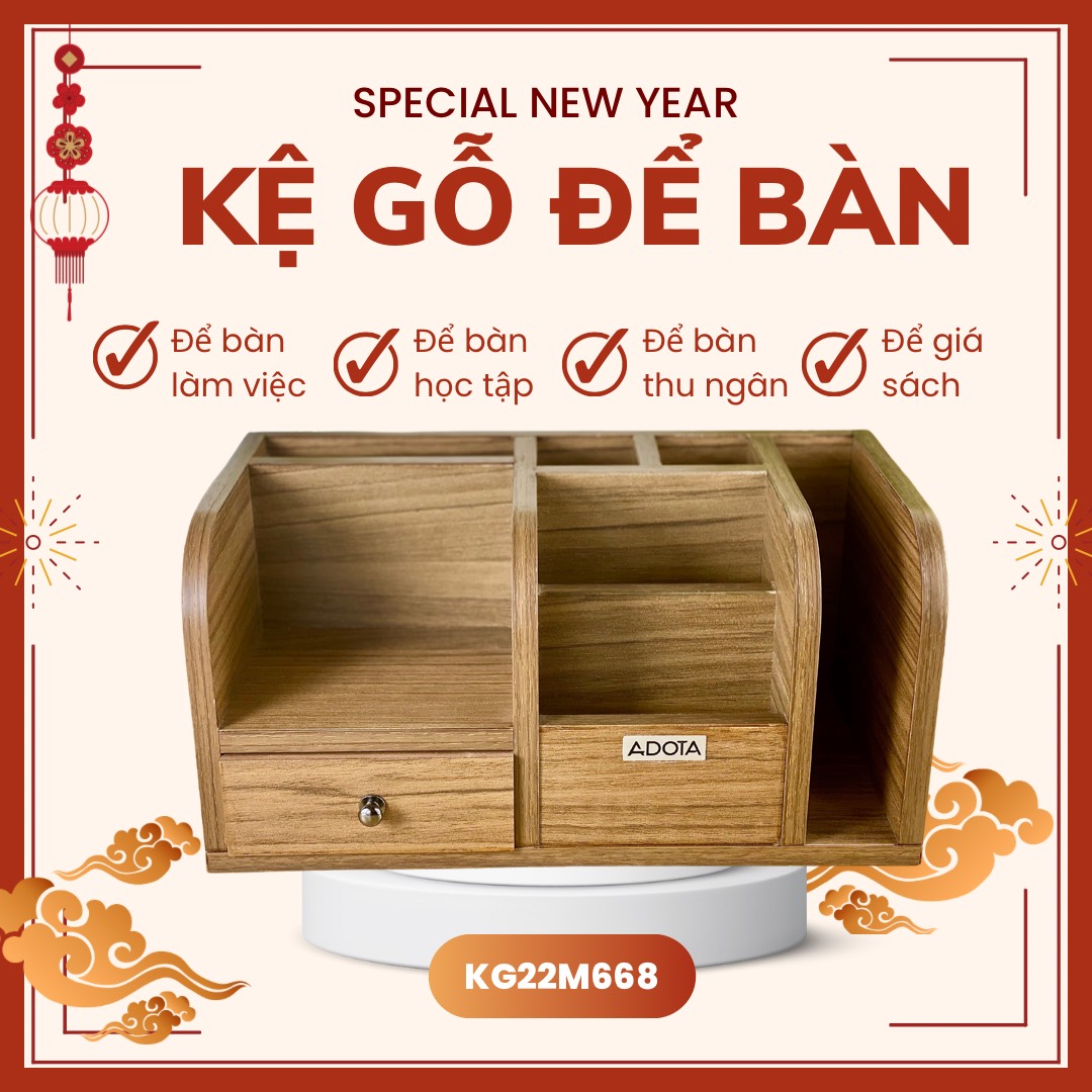 Bán chạy Kệ gỗ đựng văn phòng phẩm để bàn gỗ MDF thông minh tiện lợi ADOTA