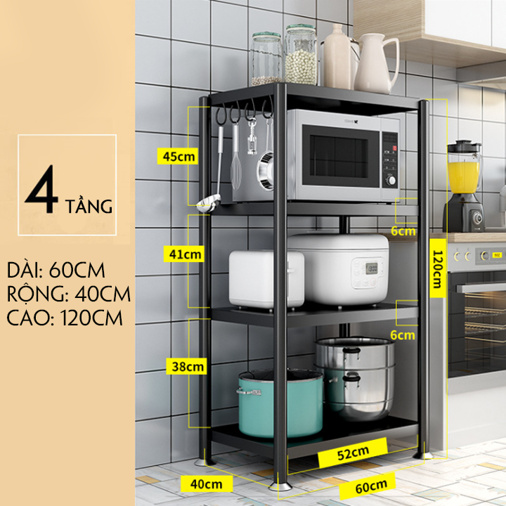 Kệ lò vi sóng, Kệ nhà bếp, kệ lò vi sóng nhà bếp tiện lợi, Kệ lò vi sóng 3 tầng sơn tĩnh điện không gỉ kích thước 60x40x120cm