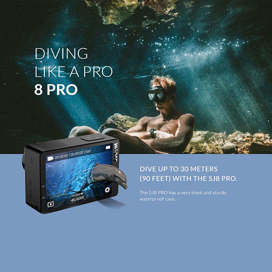 Camera hành trình camera hành động SJCAM SJ8 Pro 4K 60 FPS phiên bản đầy đủ phụ kiện cho một camera thê thao -- Bảo hành 12 tháng
