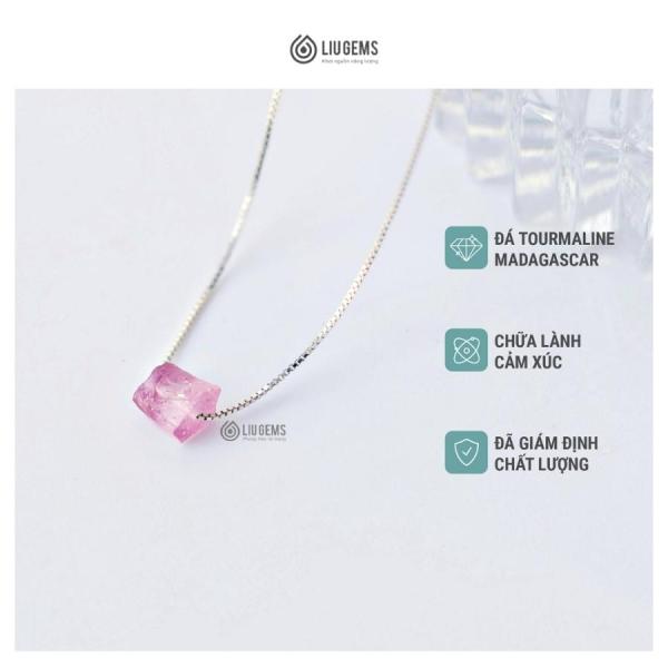 Trang sức dây chuyền nữ dòng cao cấp bạc 925 LIUGEMS PREMIUM mix đá Tourmaline hồng tự nhiên may mắn Sakura