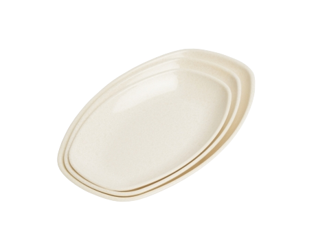 Dĩa Nhựa Oval Vân Đá Kem -Fataco