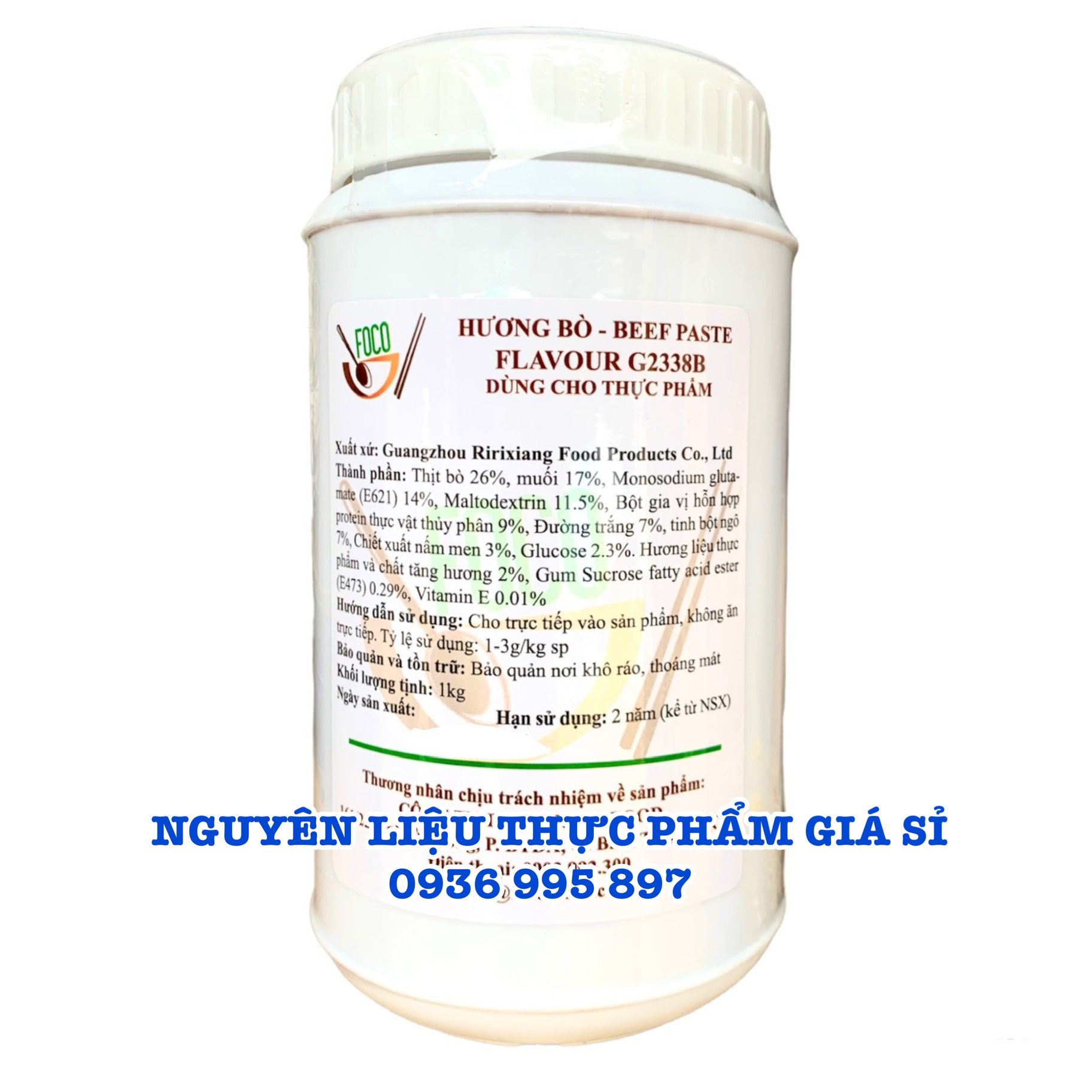 1kg hương bò dạng sệt flavour g2338b chuyên dùng cho chả lụa, xúc xích, bò viên, nấu phở