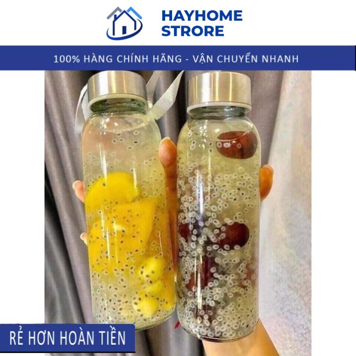 Bình nước thủy tinh có dây xách 500ml