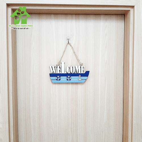 Bảng gỗ decor trang trí SHOP 🚀CON TÀU WELCOME🚀 (tặng kem móc treo tường)