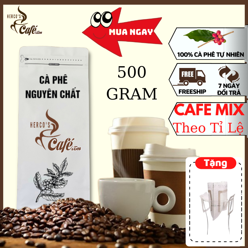 [FREE SHIP + TẶNG 2 PHIN GIẤY] 500GR Cà phê MIX Robusta & Arabica (100% ROBUSTA & ARABICA) nhiều tỉ lệ - pha phin -pha máy