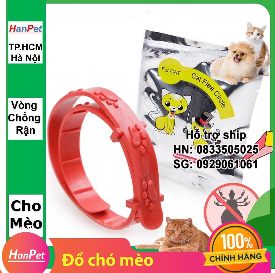 Hanpet - {Miễn phí + }-Vòng chống rận 29k - LOẠI DÀNH CHO MÈO - Vòng cổ chống ve bọ chét kéo dài 4 tháng