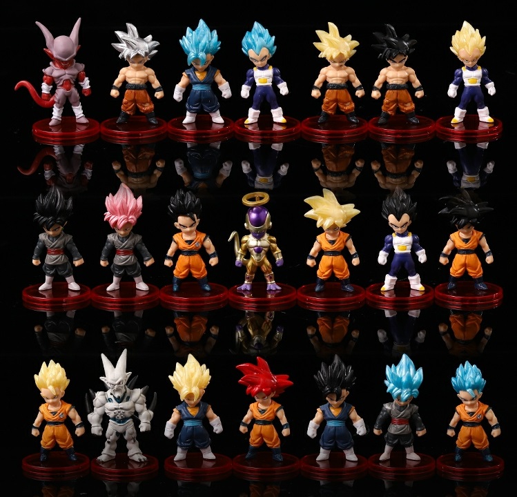 [Combo 21 characters] model Chibi Goku Mini Dragon Ball Buu Broly King Vegeta Super Saiyan God dragonball Majin Buu fig mini Gohan Mabu new pattern sets have dragon god