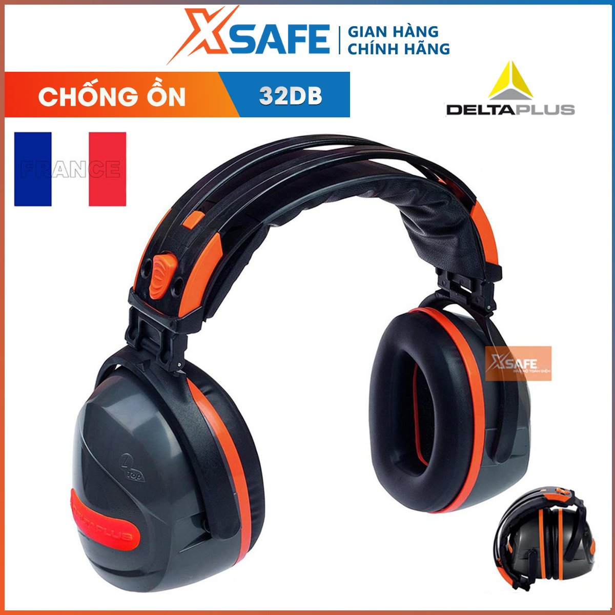 Shooting anti-noise deltaplus Yas Marina High adjustable can folding compact (gray) shooting anti-noise earplugs ear protector premium from French-genuine xsafe