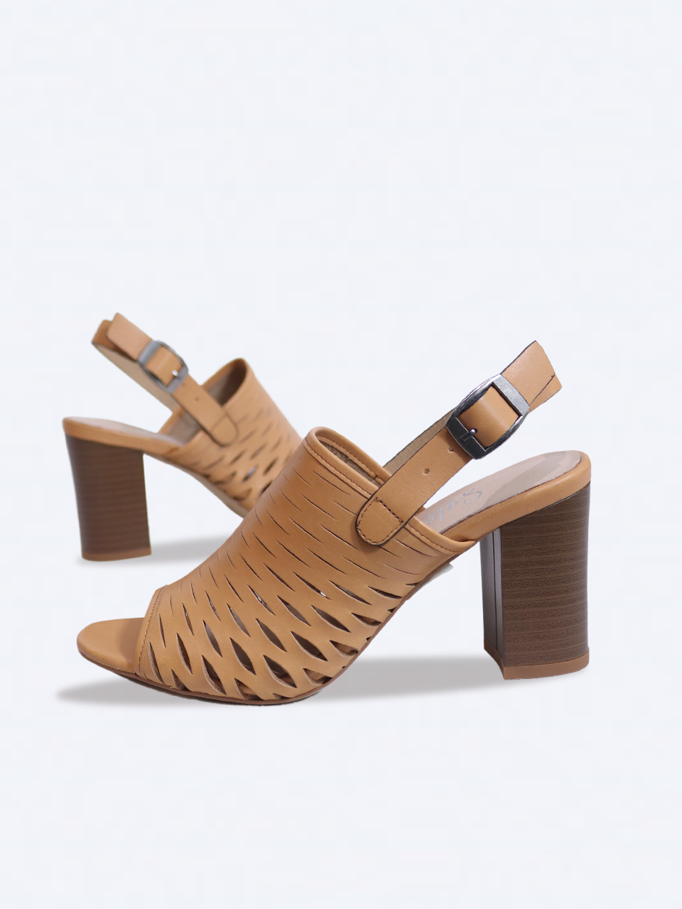 Giày Sandal gót trụ 7cm da thật cắt lazer SE01- SALSA
