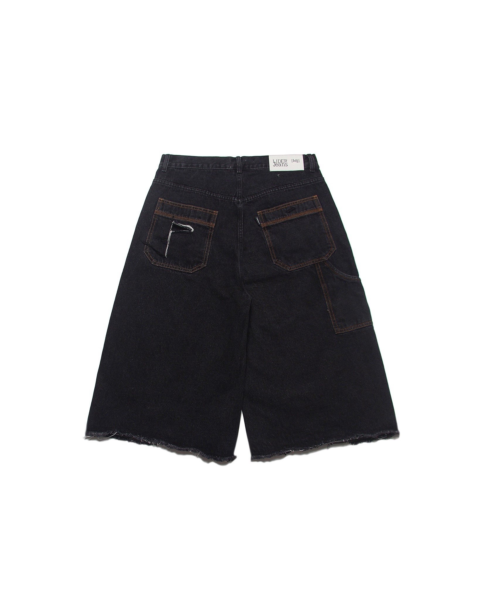 CARPENTER DENIM SHORTS - Washed Black