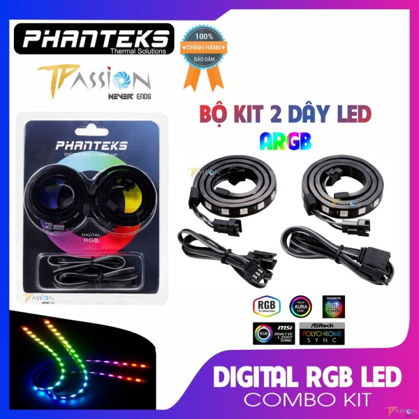 Bảng giá [HCM]Bộ 2 dây LED Strip Phanteks Digital RGB LED Combo Kit - 30 bóng led cổng 5v 3-pin đa màu rainbow cực sáng Phong Vũ