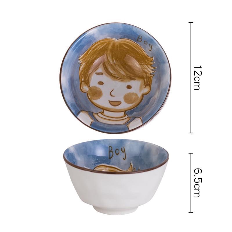 Set bát Sứ Hình Gia đình bố mẹ và con