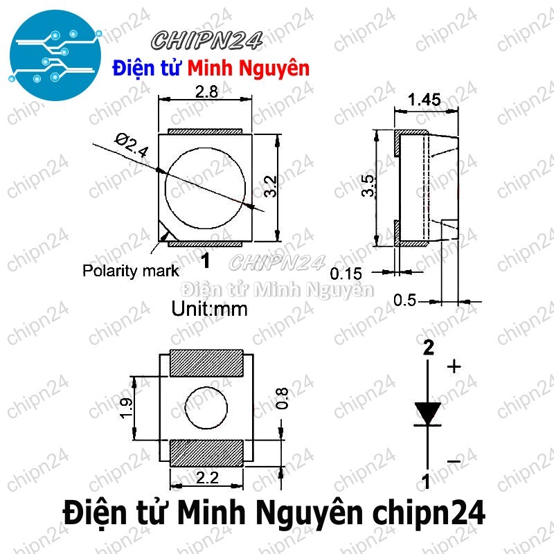 [10 con] (KX) Led Dán 3528 Xanh Dương