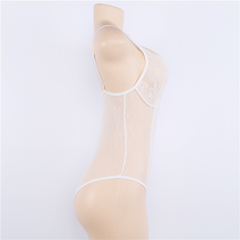 Bodysuit 2 dây ren chấm bi sexy