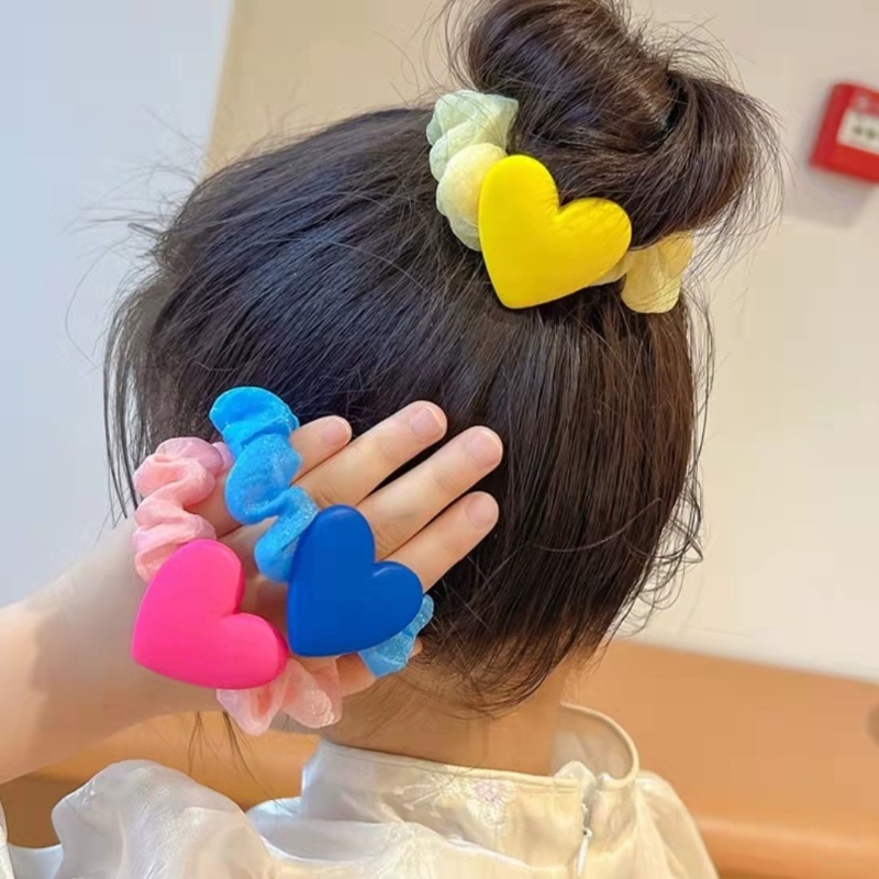 Cột tóc , chun cột tóc vải voan phối tim màu ngoạt ngào