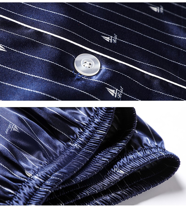 Bộ pyjama nam ngắn tay chất lụa hàng nhập-NG9374