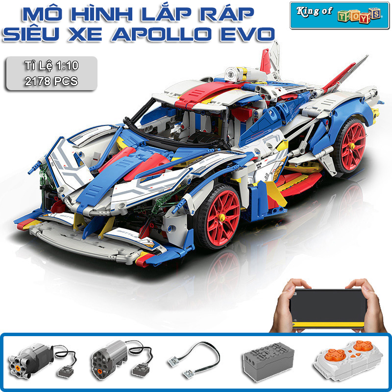 Đồ chơi lắp mô hình siêu xe apollo devil gunpla evo model 88007 điều khiển từ xa rc tỉ lệ 1:10 với 2000+ mảnh ghép