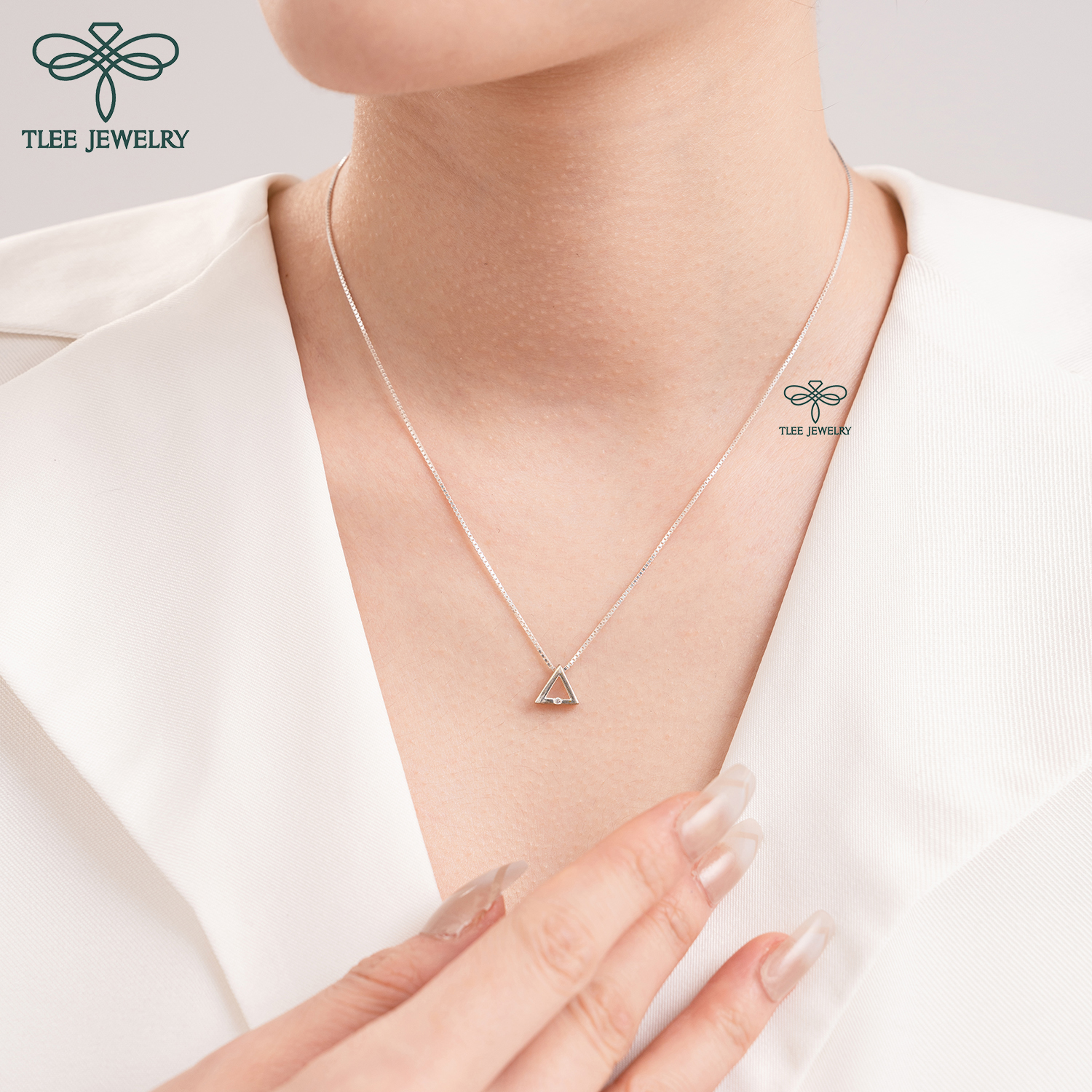 Vòng cổ bạc nữ TLEE hình khối tam giác basic TleeJewelry D0113