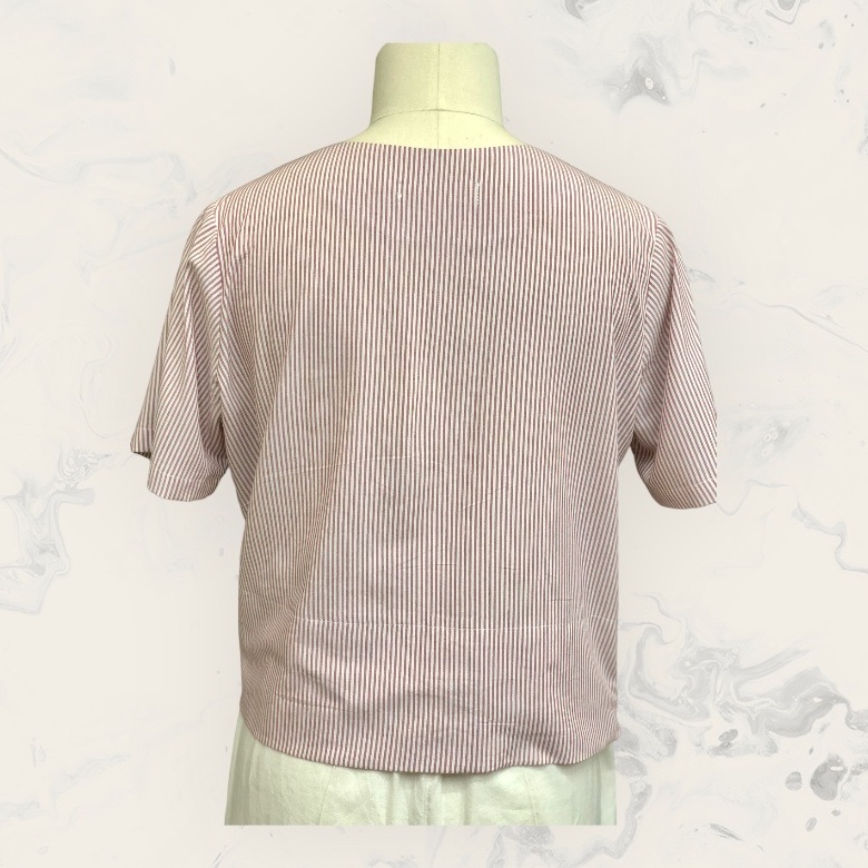 Áo nữ cổ tim thắt nơ eo vải linen