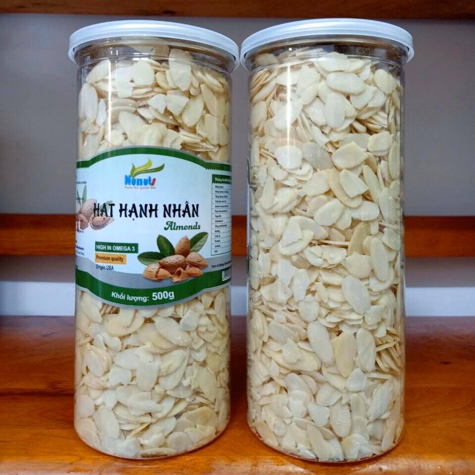 Hạnh Nhân Lát  [Hộp 500gr] - Tăng Cường Vitamin, Sắt, Canxi, Omega3