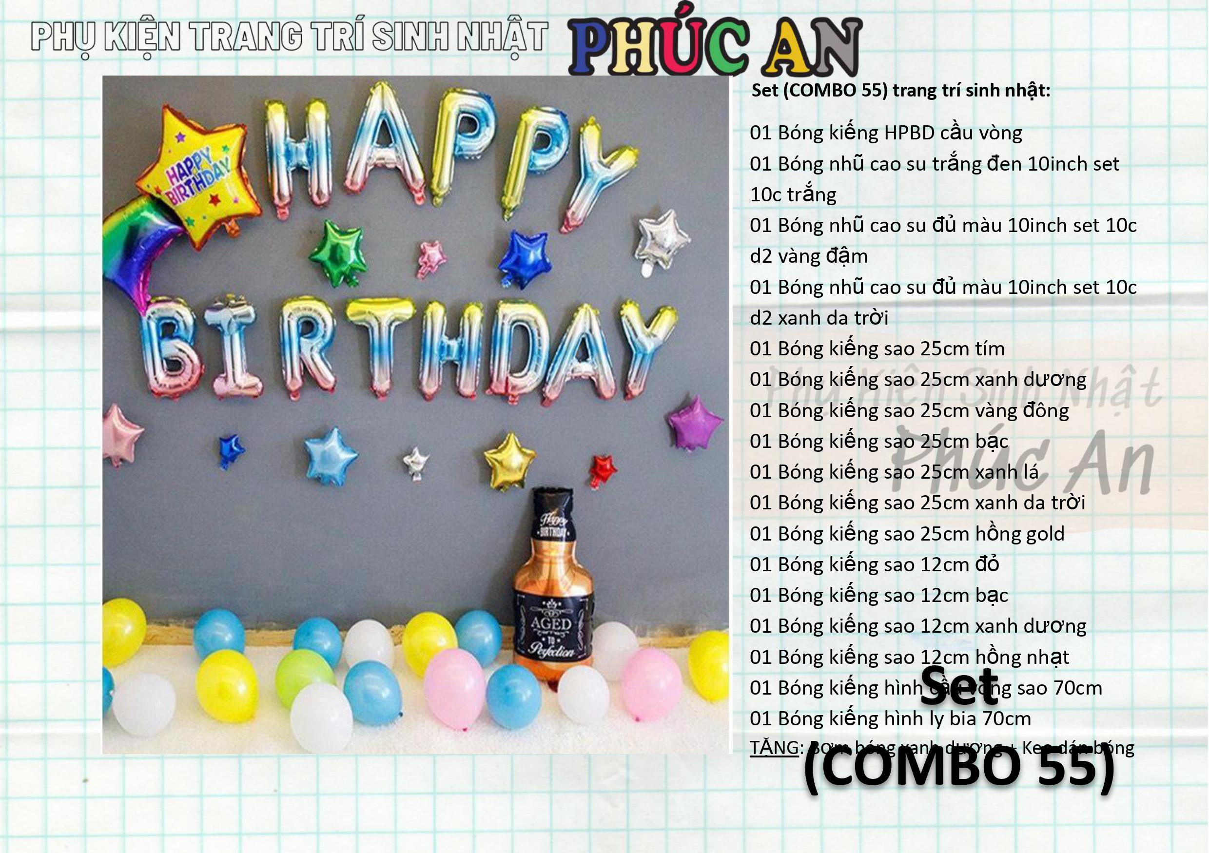 Set trang trí sinh nhật đơn sắc TẶNG KÈM bơm bóng, keo dán tùy combo