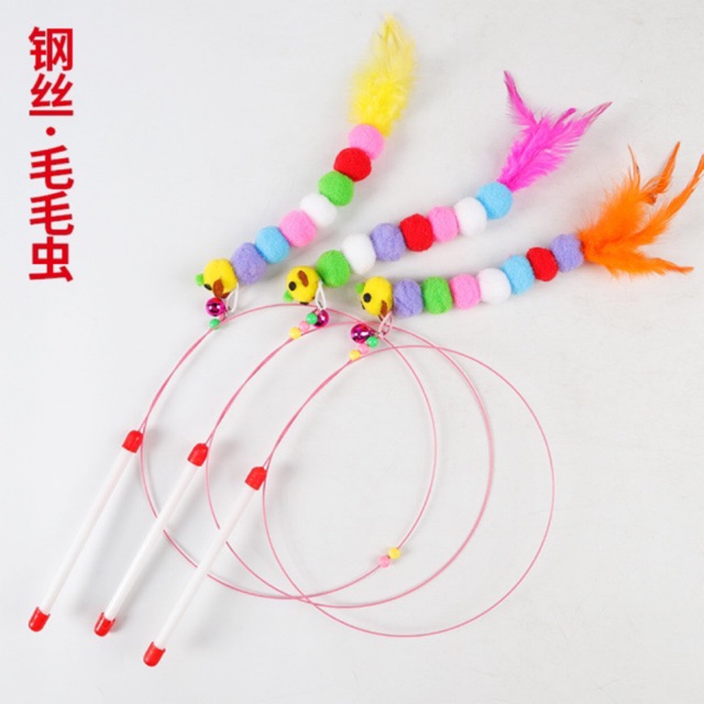 Đồ chơi cho mèo, cần câu dẻo con sâu