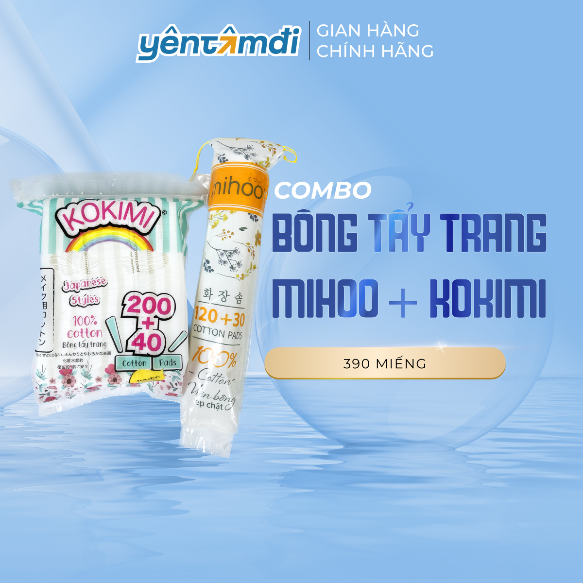 COMBO bông tẩy trang Mihoo Kokimi 390 miếng